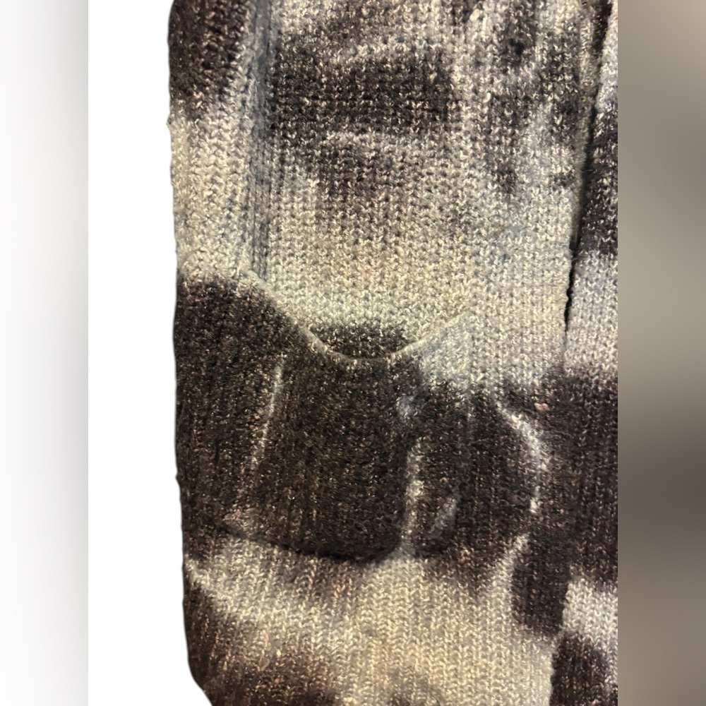 Anthropologie Avalon Tie Dye Cardigan Sweater Long Length Black Gray Size Small - Picture 3 of 6